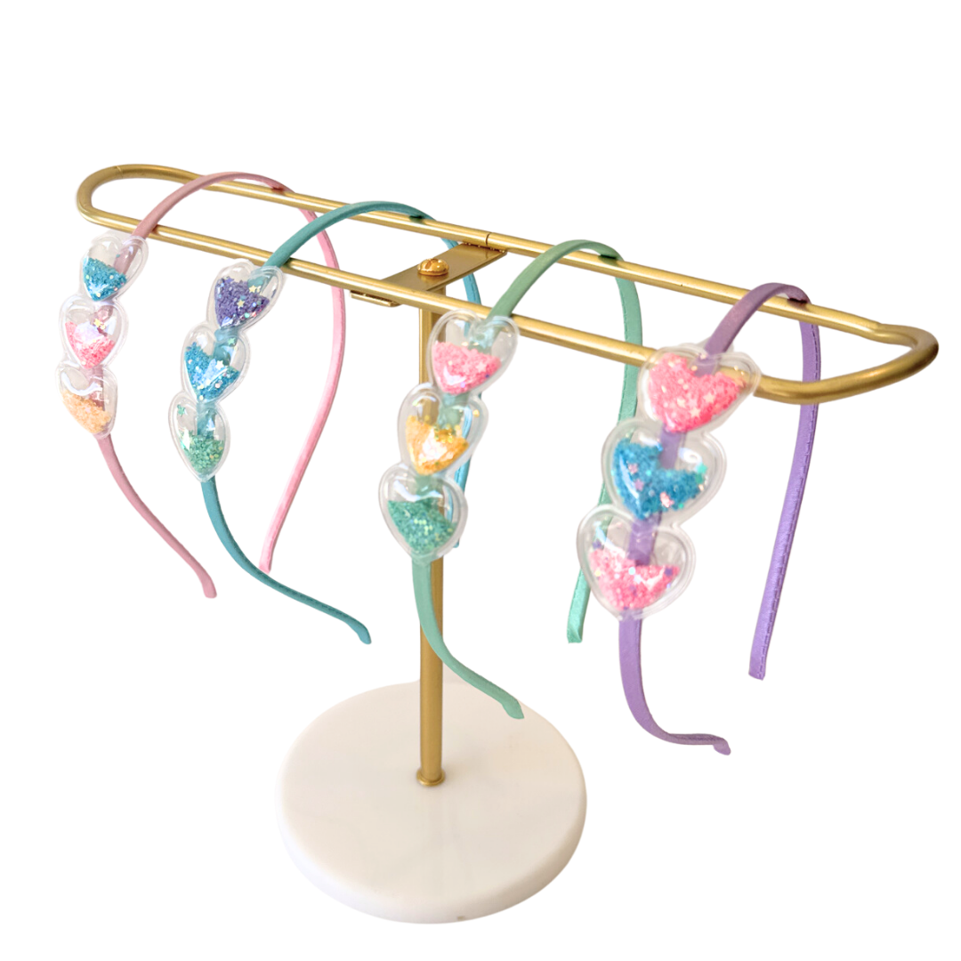 Triple Heart Glitter Headband