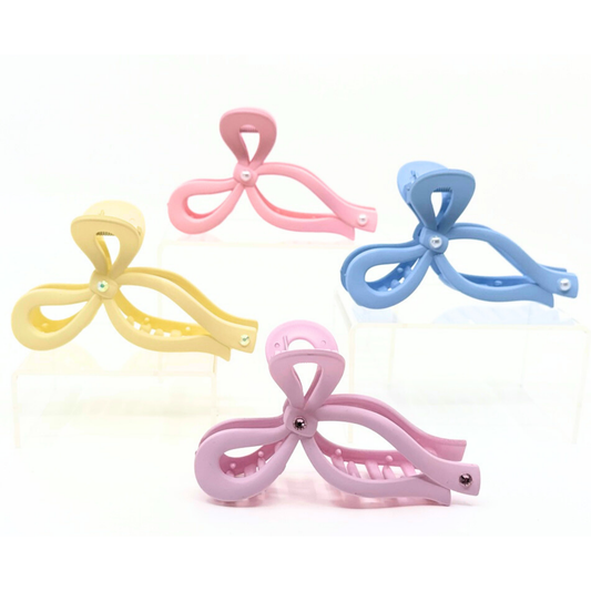 Pastel Jewel Pearl Bow Claw Clip